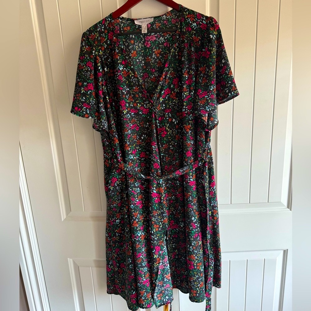 Addition Elle Floral Midi Dress - Black and Pink